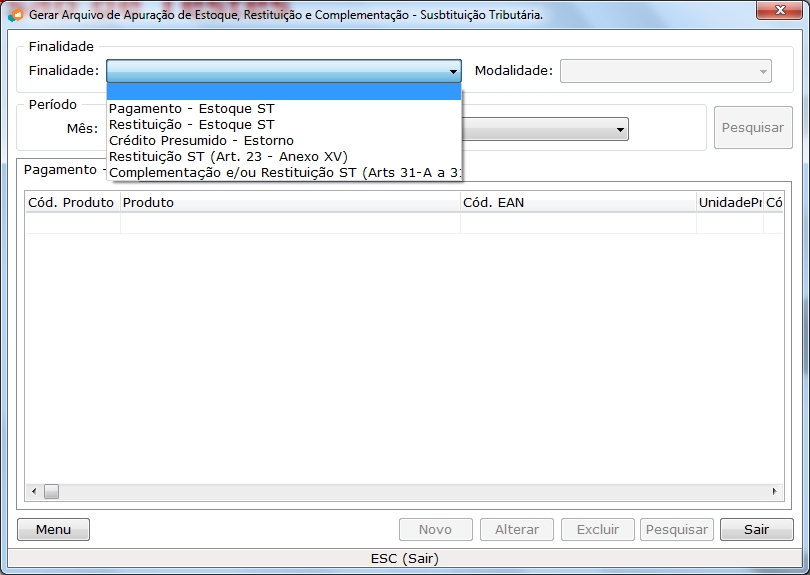 Arquivo AERCST - Passo 1