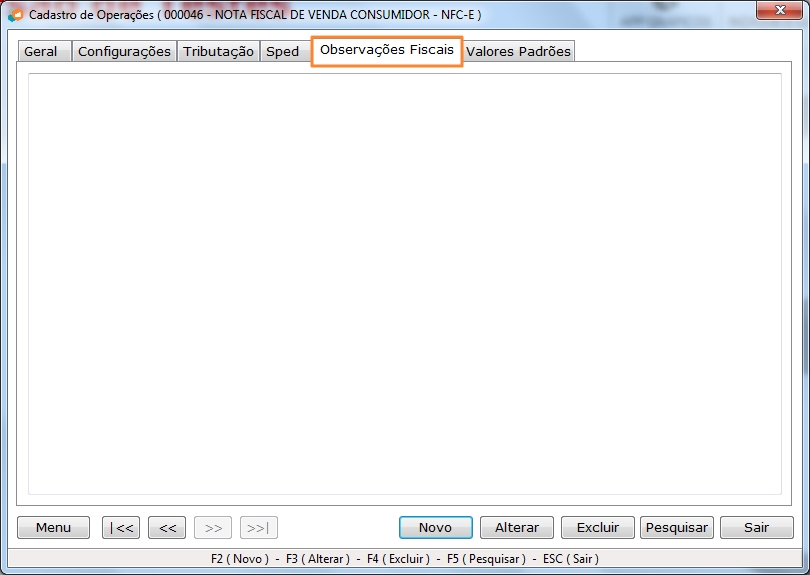 Cadastro de Operação Observação - Passo 5