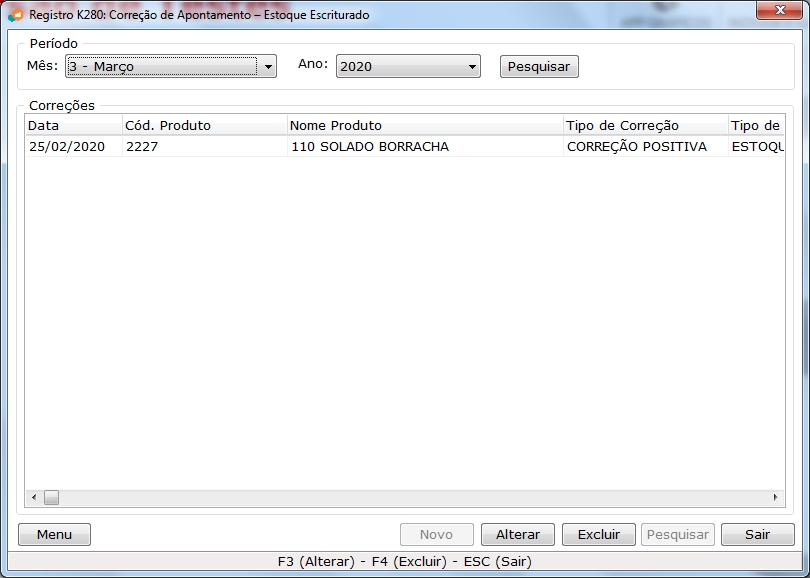Estoque Escriturado - Passo 1