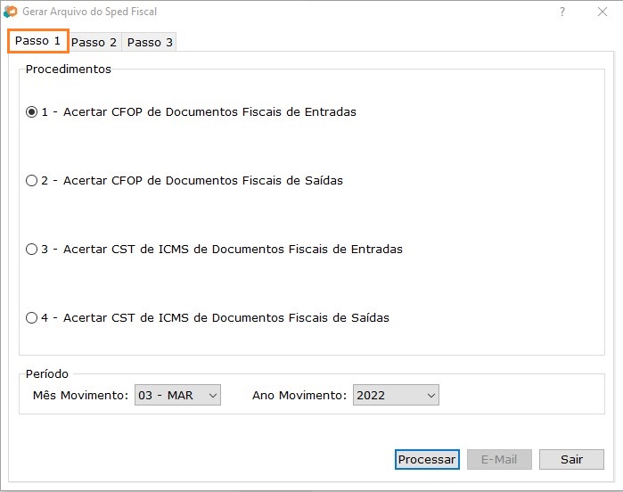 Geração Sped - Passo 1