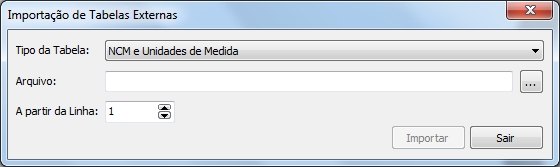 Importação Tabelas Externas - Passo 1