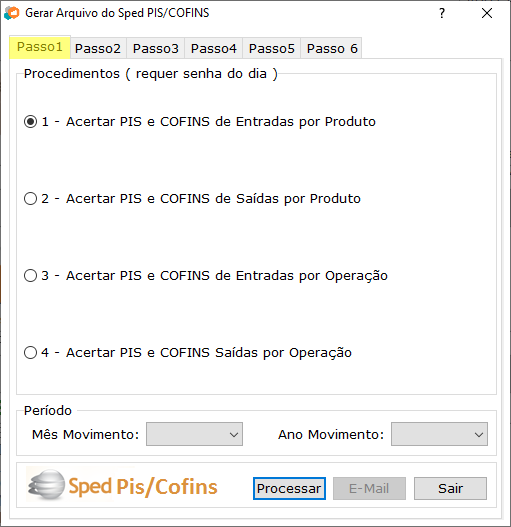 SPED PIS/COFINS Passo 1