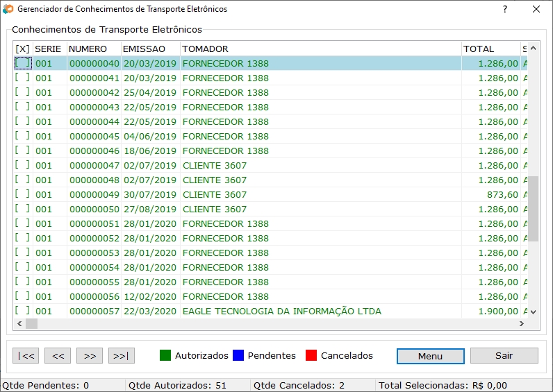 Exibição de todos os registros