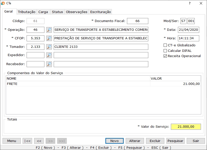 Emitindo CT-e de Substituição