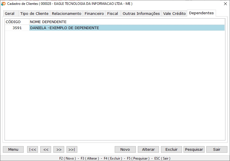 Dependentes do cliente