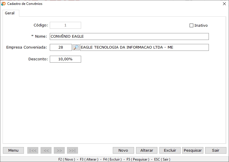 Cadastro de Convênios