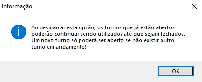 Desmarcando a opção múltiplos turnos