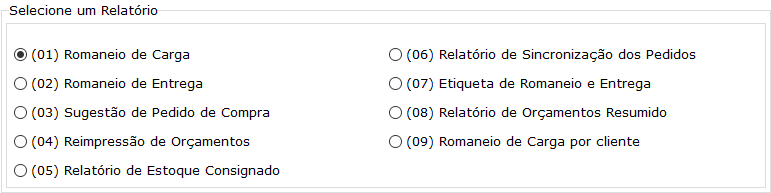 Tipos de Relatórios