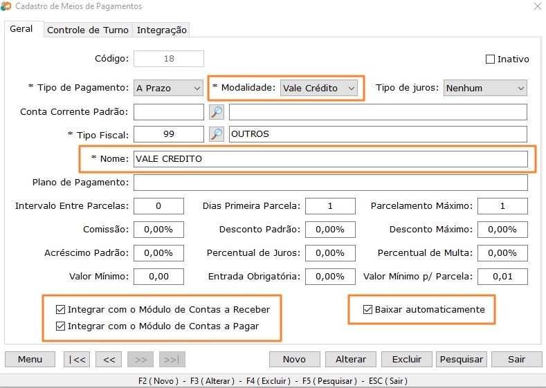 Meio de Pagamento Vale Crédito