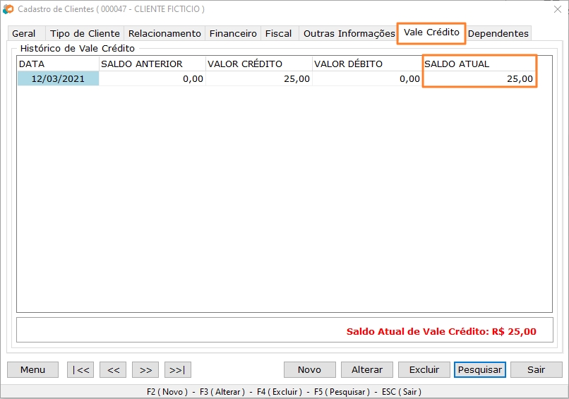 Checar vale crédito