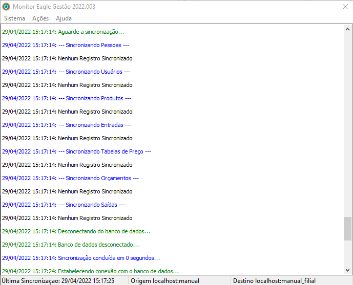 MonitorEagleERP Tela Principal