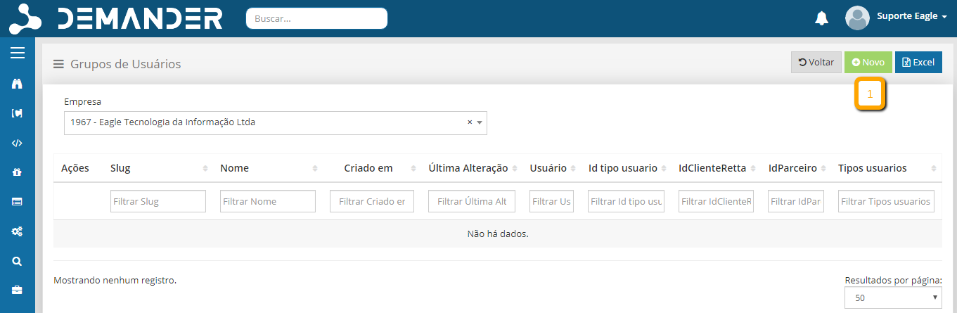 Novo grupo de usuário