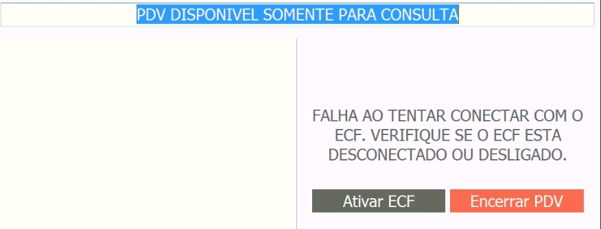 Falha ao tentar conectar com o ECF