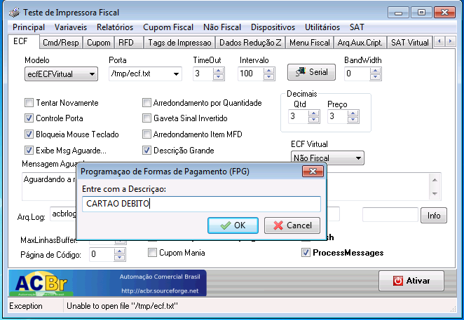 Cadastrar forma de pagamento